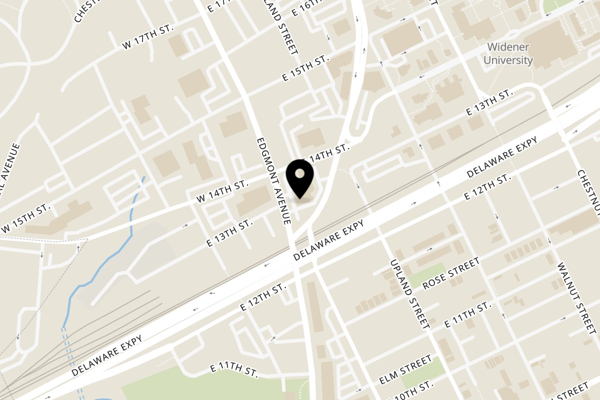 Map showing the location of N8RDS FAMILY KITCHEN on 1301 Edgmont Ave in Chester